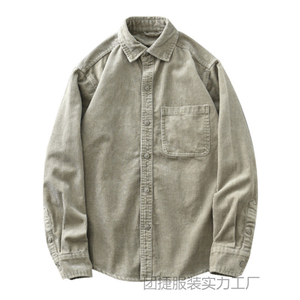 Sanmagno Camisa de pana informal de otoño para hombre Cálido Stylish100 % algodón con botones de manga larga de un solo pecho - Product Image 5
