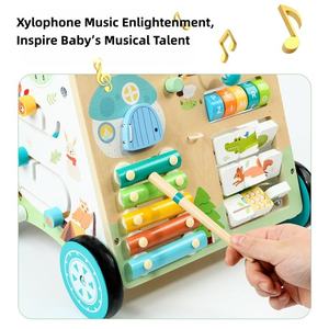 Andador de Madera Personalizado 13 en 1 para Bebés, Centro de Actividades con Altura Ajustable, <span class=keywords><strong>Juguete</strong></span> Educativo Montessori para Empujar, Andador para Niños Pequeños - Product Image 3