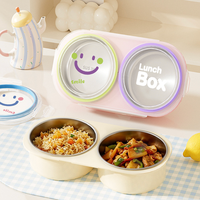 Boîte à lunch à 2 compartiments, chauffable au micro-ondes, de qualité alimentaire, résistante aux hautes températures, scellée, grande capacité, pour le camping