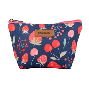 Tas kosmetik wanita, tas wadah pensil, tas tangan wanita, tas kosmetik, kantong penyimpan perlengkapan mandi, wadah ritsleting, motif bunga