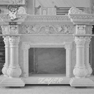 Chimenea de mármol tallada <span class=keywords><strong>a</strong></span> mano para el hogar, estatua de piedra Natural, manto de chimenea de mármol para interior - Product Image 4