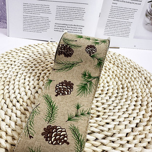 DAMAI Christmas <b>Wired</b> Edge <b>Ribbon</b> Green Christmas Tree Craft <b>Ribbon</b> <b>Wired</b> Fabric <b>Ribbon</b> for Wrapping DIY Bow Wreath Craft Making - Product Image 6