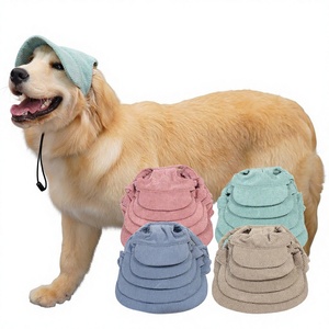 Cappello da Sole Regolabile in Corduroy per Cani con Cinturino Sottogola, Cappello con Visiera per Cani, Cappello a Secchiello per Animali Domestici da Esterno, Cappello per Cani di Piccola e Grande Taglia - Product Image 1
