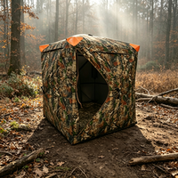Abri de chasse camouflage extérieur personnalisable avec coins d'avertissement orange, vision à 270/360 degrés, tente de chasse imperméable