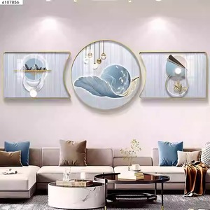 Triptyque décoratif moderne et épuré pour salon, peinture diamant en porcelaine de cristal sur toile, cadre en alliage d'aluminium, pour fond de canapé - Product Image 1