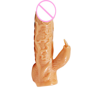 Men's Soft TPE Gel Crystal Spike Sleeve Double <b>Vibration</b> Sex Product for Condom Enhancement and Penis Toy - Product Image 6