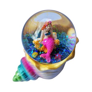 Bola de Nieve Creativa con Diseño de Sirena, Globo de Agua Personalizado en Resina 3D, Recuerdos de Conchas, Adornos de Bola de Nieve de Cristal - Product Image 2