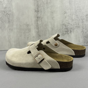 Birkenstocks – Sabots en cuir fermés tendance, mules personnalisées, <span class=keywords><strong>chaussures</strong></span> décontractées mi-ouvertes pour hommes et femmes, pantoufles légères en cuir véritable - Product Image 2