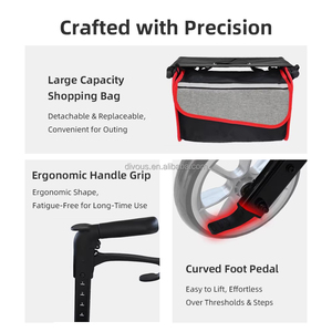รถช่วยเดินสำหรับผู้สูงอายุแบบพับได้พร้อมที่นั่งและล้อ  ลดราคาพิเศษ - Product Image 6