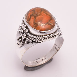 ผู้ผลิตเครื่องประดับอัญมณีสีเงินสเตอริง925แหวนพลอยเทอร์ควอยซ์ทองแดงสีม่วงธรรมชาติผู้จำหน่ายเครื่องประดับเงินโบราณ - Product Image 6