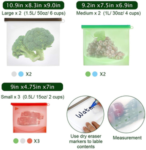 Bolsa de Silicona para Alimentos, Reutilizable, Hermética, con Cierre Ziplock, Apta para Congelador, para Empacar Alimentos - Product Image 4