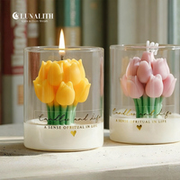 Lilin Aroma Romantis Kustom dalam Stoples Kaca Grosir Lilin Bentuk Bunga Tulip Elegan Set Hadiah Mewah untuk Dekorasi Rumah