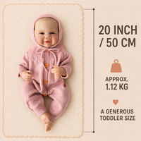 BAkwbwBY Poupée Reborn 18 Pouces Corps Tissu Souple Éveillée Cheveux Bruns Courts Implantés Grands Yeux Barboteuse Jaune