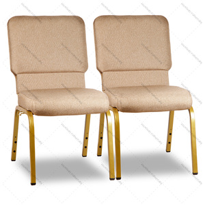 Chaise d'évêque en métal doré de haute qualité, entrelacée, avec revêtement en tissu et plastique, pour <span class=keywords><strong>l</strong></span>'église, la salle <span class=keywords><strong>à</strong></span> manger et le salon - Product Image 2