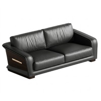 Ensemble de canapés de bureau modernes de luxe écologiques à trois places en cuir, fauteuils et canapé-lit pour réception commerciale