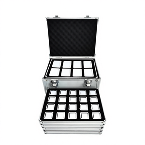 Plateau de présentation rectangulaire en métal avec doublure en velours et fermeture à boucle pour bagues, pierres précieuses et objets de valeur, portable - Product Image 4