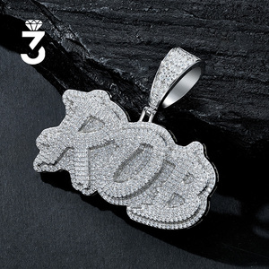 Pendentif en moissanite avec plaque nominative <span class=keywords><strong>ROB</strong></span> style Hip Hop, micro-pavé de pierres rondes sur toute la surface, en argent sterling S925, vente en gros - Product Image 4