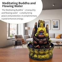 Fontaine d'intérieur Ganesha Bouddha doré à cascade apaisante avec lumière LED pour la maison, le bureau et la décoration de bureau