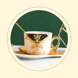 Angel wings Gold Classic Fashion Pattern Couple <b>Tea</b> <b>Cup</b> Coffee <b>Cup</b> with <b>Cups</b> and <b>Saucers</b> - Product Image 4