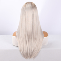 U Lace New Word Futura Lace Cheveux longs raides naturels de couleur claire avec des reflets dégradés blanc-brun Perruques SM465 confortables