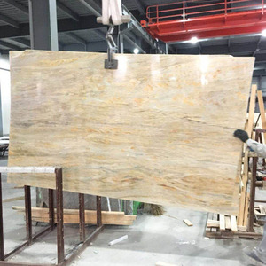Splendida Lastra di Marmo Golden Peacock, Opulente Venatura Verde Oro a Piuma di Pavone, Marmo OEM per Pareti in Stile Art Déco - Product Image 1
