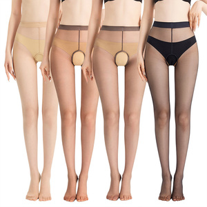 Collants en soie ultra-fins à entrejambe ouvert, sans couture, sexy, transparents pour femmes, prix d'usine - Product Image 1