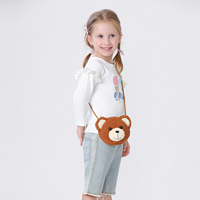 Sac à bandoulière personnalisé en peluche pour enfants, motif ours mignon de zoo, en polyester de haute qualité, sac à dos scolaire à fermeture éclair pour enfants