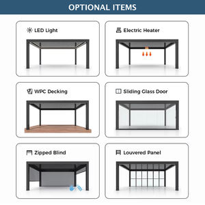 Op maat gemaakte intrekbare slimme automatische buitenpergola, modern design elektrische waterdichte aluminium louvre-<span class=keywords><strong>pergola</strong></span> voor de tuin - Product Image 6
