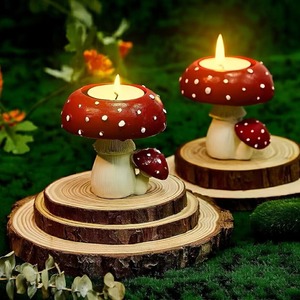 Mushroom Tea Light Holder Resin Home Decoration <b>Candlestick</b> Red With <b>White</b> Dots Eco Friendly Craft Ornament - Product Image 3