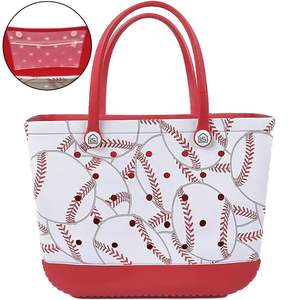 Sac fourre-tout en caoutchouc extra large avec pochette protectrice à fermeture éclair Sac fourre-tout de plage en caoutchouc avec sac de poche Baseball Bogg - Product Image 2