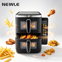 Nouveau Four à Convection Double Panier Newle ODM 11L 2800W, Tension Large Plage, 12 Programmes à Touche Unique, Rotation 360° °   Système d'air chaud, friteuse à air double compartiment pour la vente en gros