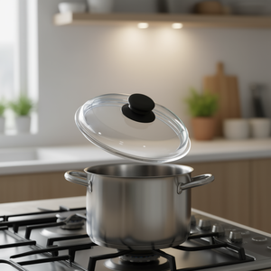 Coperchio in Vetro Brillante 24 Cm con Manopola Nera per Pentole - Product Image 3