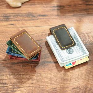 Vintage Leather Money Slim Portable Cash Clip Multifunctional Foldable Magnetic <b>Bookmark</b> - Product Image 1