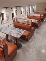 Ensemble de table et chaises sur mesure en bois massif et métal, à fixation murale, pour restaurants commerciaux, barbecue, hot pot et salons de thé