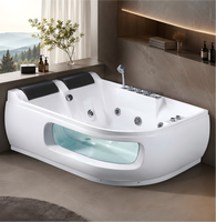 Baignoire intérieure en acrylique HG avec fenêtre frontale incurvée transparente, deux appuie-têtes et jets visibles pour importateurs et propriétaires de marques