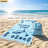 Serviette de plage hawaïenne personnalisée double face imprimée, anti-sable, avec sac à cordon à franges – Vente chaude, vente en gros, usine OEM, faible MOQ, en vrac