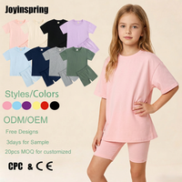 2-teiliges Set Mädchen Jungen Weiches Elastisches Übergroßes Shirt Sport-Radlerhose Kinder-Trikot Dehnbares Polyester ODM OEM