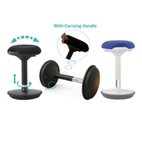 Tabouret ergonomique pivotant moderne en tissu à hauteur réglable avec poignée de transport pour une assise active et équilibrée, idéal pour la maison, le bureau et l'école