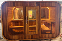 Sauna Cube Extérieur Moderne Électrique en Cèdre Rouge Massif Personnalisé pour 4 à 8 Personnes – Salle de Vapeur Sèche/Humide pour Parc, Appartement, Villa
