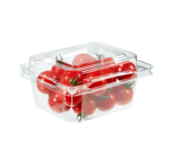 Boîte d'emballage de fruits transparente à clapet jetable PET transparent contenant de fruits à charnière C rpet