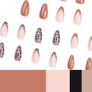 <span class=keywords><strong>Faux</strong></span> <span class=keywords><strong>ongles</strong></span> courts imprimés d'amande avec couronne de colle strass décoration conception presse sur les <span class=keywords><strong>ongles</strong></span> conseils de manucure - Product Image 4