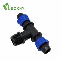 Colección de Conexiones en T con Tuerca de Seguridad, 5 Piezas, Opciones de Derivación Lateral, Rosca Macho / Conector de Púas / Válvula de Palanca / Válvula de Perilla, 16mm PE para Riego