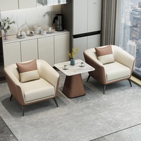 Canapé sectionnel moderne et simple en similicuir une place avec table de négociation et chaise assortie pour hall d'hôtel et centre commercial