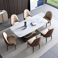 Ensemble de table à manger en marbre, mobilier domestique de l'europe du nord, 5 pièces, table et chaise