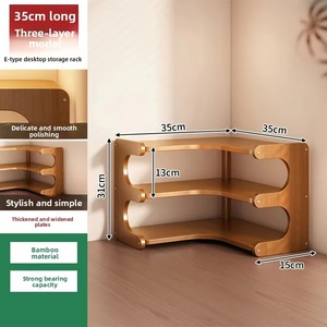 Étagère à épices d'angle moderne en bambou naturel à trois niveaux, rangement de cuisine sur pied, écologique - Product Image 2