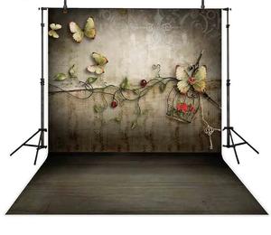 Fondo de fotografía retro primavera mariposa flor amor telón de fondo photobooth sesión de fotos prop decoración impresa <span class=keywords><strong>photocall</strong></span> - Product Image 1