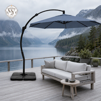 Parasol cantilever rond sur mesure de 3,5 m avec structure en aluminium courbée pour hôtel, piscine, cour, jardin, villa, terrasse extérieure - Fabrication OEM