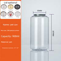 Bouteilles de boisson en PET de qualité alimentaire en gros, avec logo personnalisé, transparentes, avec couvercle en aluminium à ouverture facile pour jus et boissons énergisantes