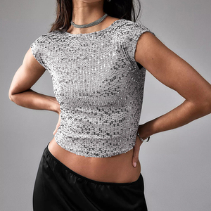 Camicette da <span class=keywords><strong>donna</strong></span> <span class=keywords><strong>con</strong></span> <span class=keywords><strong>paillettes</strong></span> personalizzate di alta qualità all'ingrosso in tessuto a manica lunga <span class=keywords><strong>camicia</strong></span> da <span class=keywords><strong>donna</strong></span> - Product Image 5