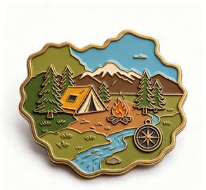 Pin de Solapa Personalizado de Esmalte para Camping, Insignia Metálica con Respaldo Magnético para Clubes al Aire Libre, Souvenir Promocional - Product Image 1
